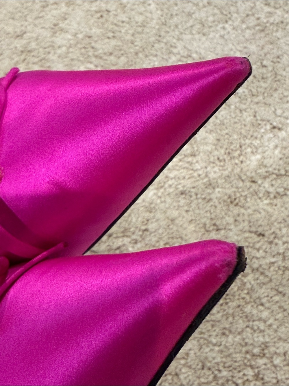 Balenciaga Fuchsia Pointed-Toe Satin Mules 
with Bow IT 37 - Picture 12 of 15